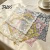 Heat Resistant Coasters Square Lace Placemat for Dining Table, Embroidered Mesh Table Embroidery Placemats Mat, Retro Floral Decorative Coaster