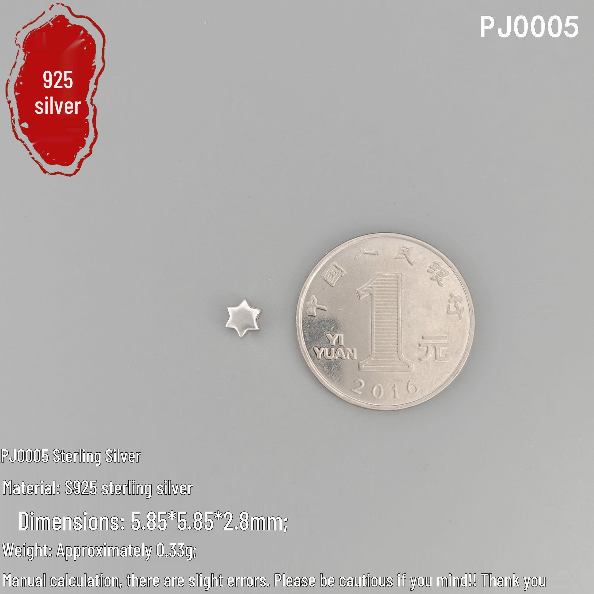 Sterling Silver Bracelet with Hexagonal Star Pendant - S925 Silver Handmade DIY Material