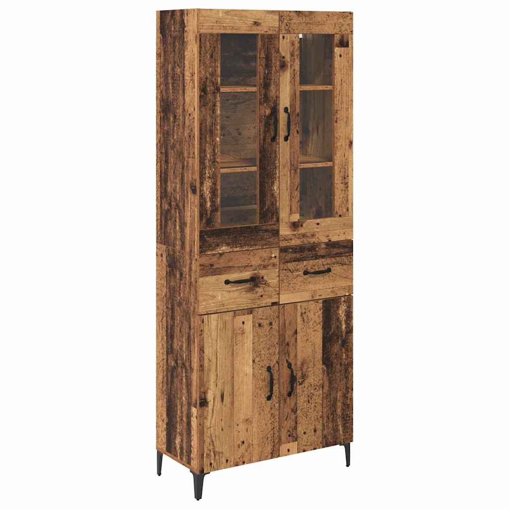Wall Mounted Highboard Reclaimed Wood Look 69.5 x 34 x 180 cm Particleboard