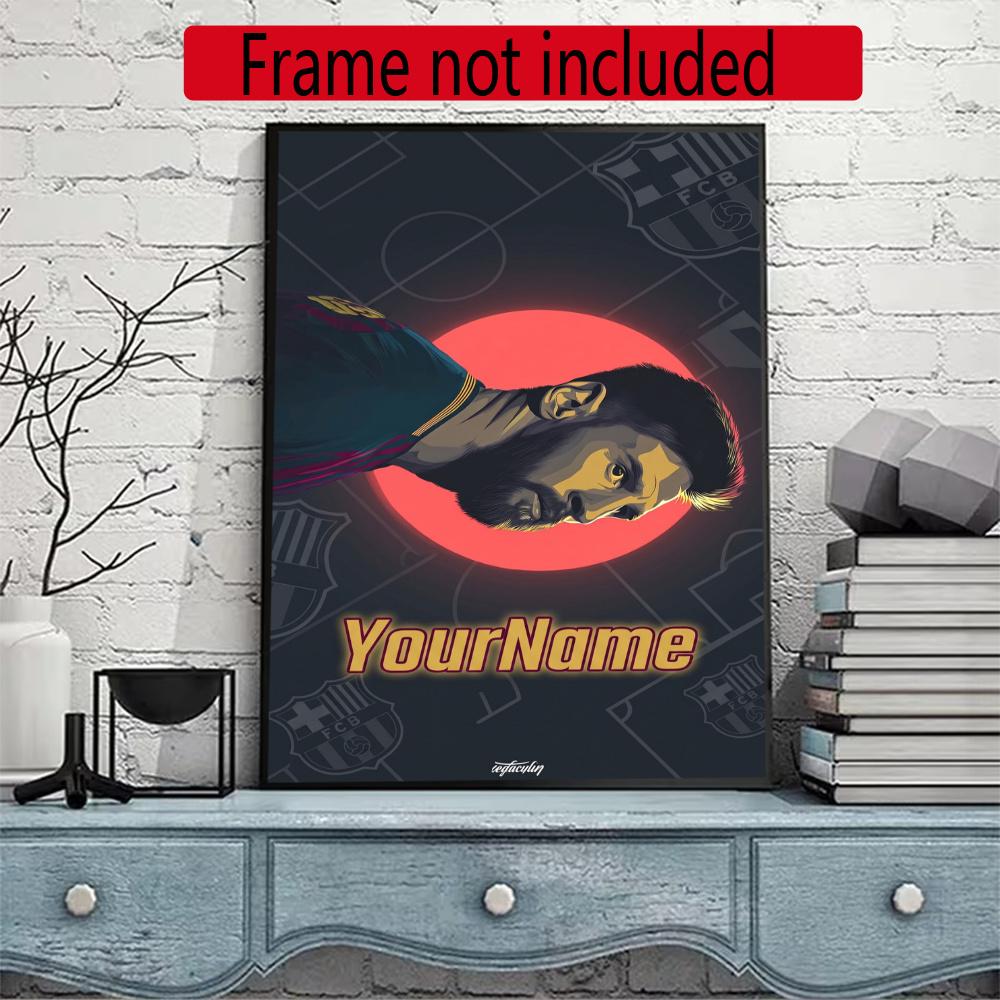 Messi Customize Your Name Diamond Painting Round Diamond Diy Frameless Holiday Artwork Suitable For Home Office Wall Decoration