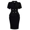 Women Plus Size Turn Down Collar Elegant Casual Two Piece Skirt Suit