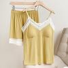 2025 Pure Desire Women's Summer Pajama Set: Lightweight Camisole and Shorts with Chest Pads, Versatile for Indoor and Outdoor Wear.