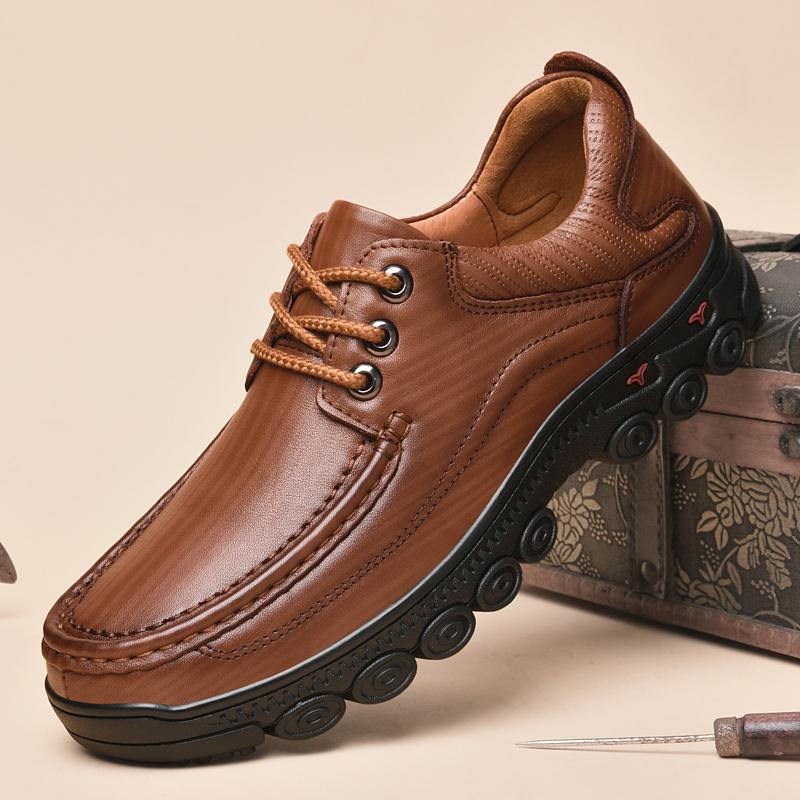 

Модная мужская нескользящая повседневная обувь из натуральной кожи, мужская обувь для ходьбы, классическая мужская удобная деловая обувь, универсальные мужские лоферы 37 светло-коричневого