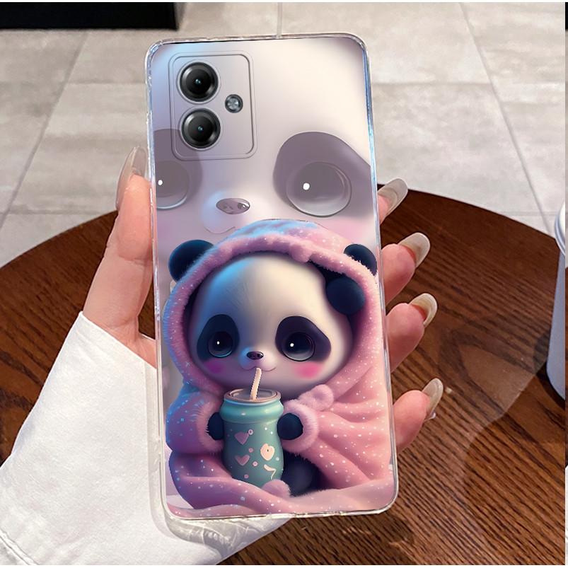 For Motorola Moto G14 4G PAYF0010IN Soft Silicone TPU Clear Shell Beautiful Painted Casing Pink Beach Shockproof Cover