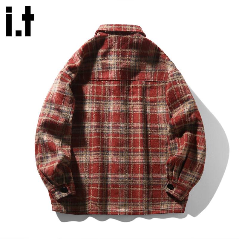 CHOCOOLATEit Men's Loose Fit Plaid Casual Shirt
