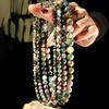 1PC Vintage Natural Stone Indian Agate 4-10mm Necklace Women's Exquisite Trendy Autumn And Winter Holiday Handmade Zircon