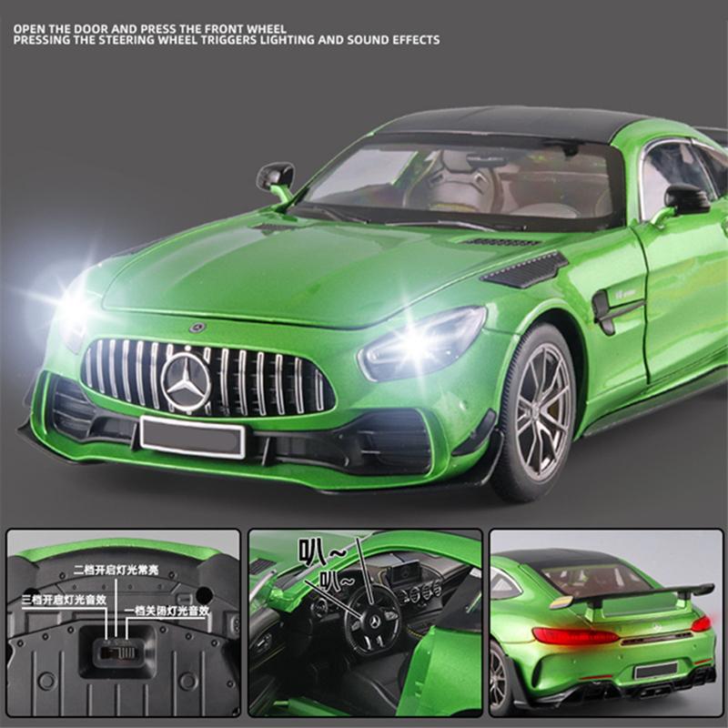 1/18 Benzs-GT GTR Legierungs-Rennwagenmodell Diecast & Spielzeugfahrzeuge Metall-Sportwagenmodell Simulation Ton und Licht Kinderspielzeug Geschenk