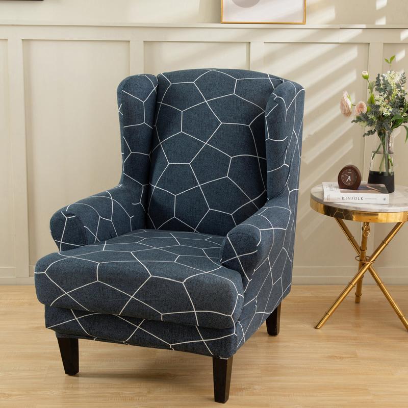 Stretch Spandex Wing Chair Cover Elastic Relax Armchair Slipcovers Wingback Sofa Protector with Seat Cushion Cover Home Decor