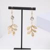 Hanging Leaf Baroque Crystal Drop Earrings Hypoallergenically Metal Jewelry For Sensitive Skin Evening Party Accessories