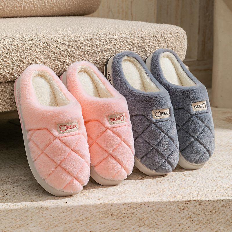Fleece Paar Baumwollpantoffeln rutschfest dicksohlig Zuhause warm Baumwollschuhe für Männer und Frauen Großhandel im gleichen Stil