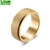 Industrial Jewelry Titanium Steel Frosted Rotatable Gold Color Color Black Blue For Men Emery RingFashion Rings