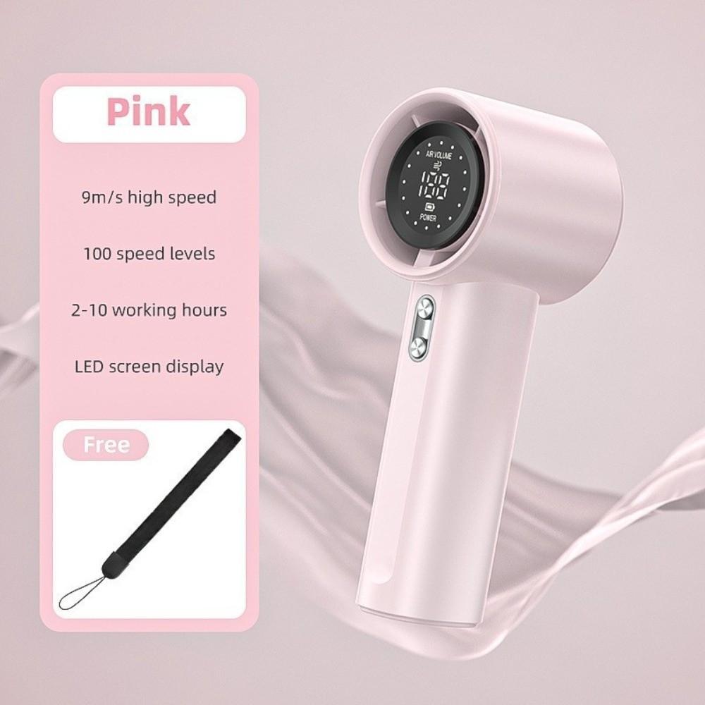 LED Display Handheld Turbo Fan Air Turbo Tech USB Rechargeable Fan Long Lasting Pocket Fan  Student