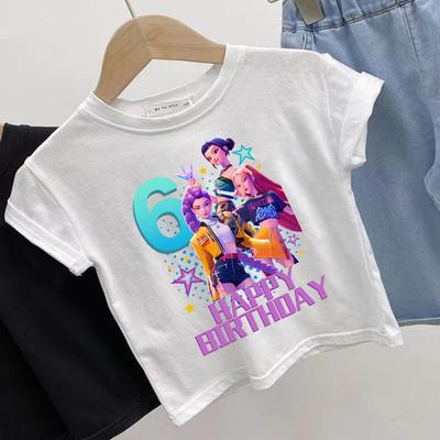 KPop Dämonenjäger JUNGE MÄDCHEN Geburtstag Zahl T-Shirts Kinder Sommerkleidung Kinder Tops Lässiges T-Shirt Junge Mädchen Kurzarm T-Shirt