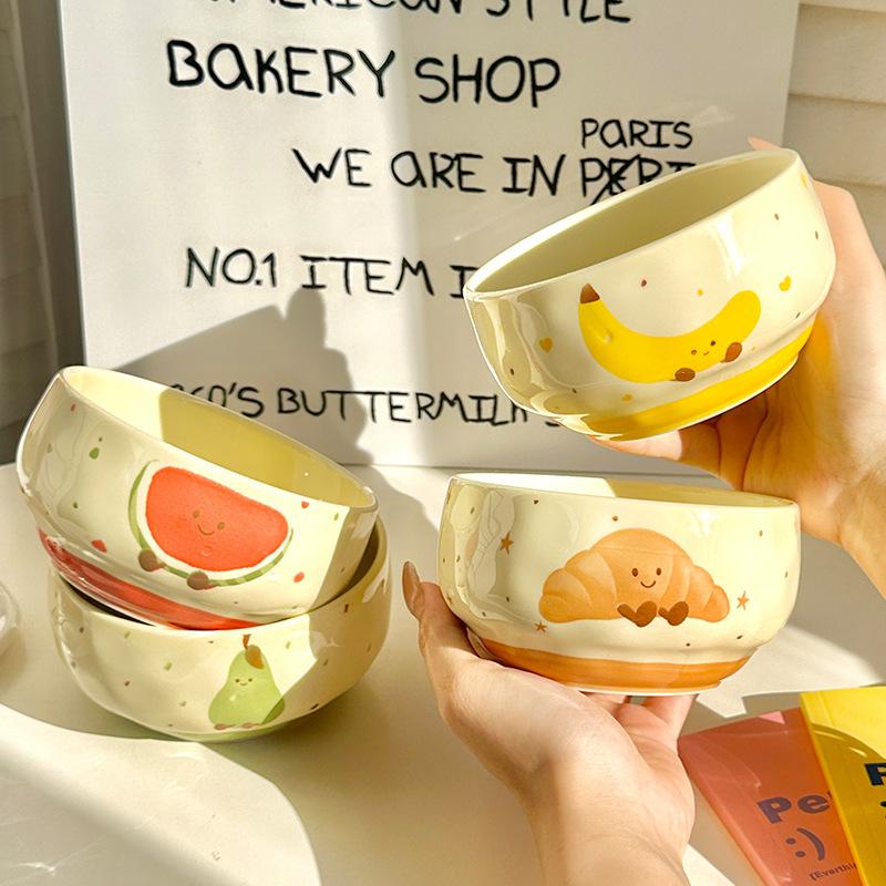 Bol à riz mignon de grande valeur, belle vaisselle, bol à fruits et desserts personnel, bol à riz en céramique pour enfants boîte cadeau