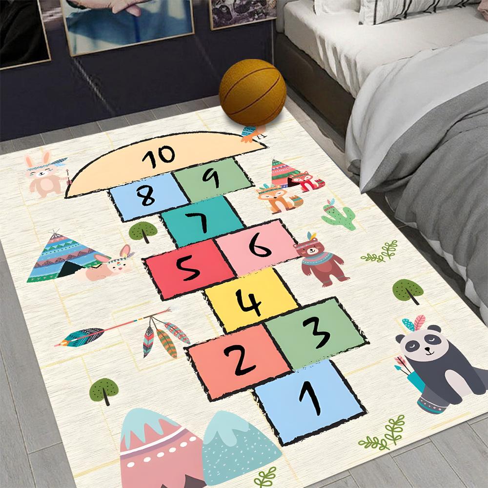 Hopscotch Printing Carpet Bedroom Living Room Balcony Bathroom Kitchen Door Mat Mechanical Washable Home Decoration Non-Slip Rug