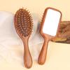 Mirror Comb 2-In-1 Sandalwood Air Cushion Comb - Fine-Toothed, Scalp Massaging Hairbrush For All Hair Types Scalp Massage