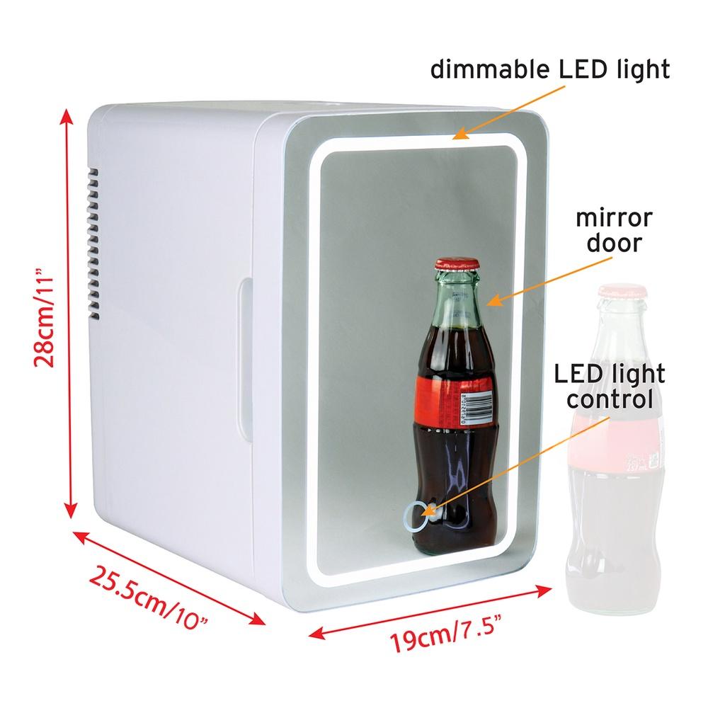 48W 12V/220V 8L Mini Portable Refrigerator Mirrored LED Makeup Fridge Cosmetic Beauty Fridge Skincare Fridge Home Office Car Fridge