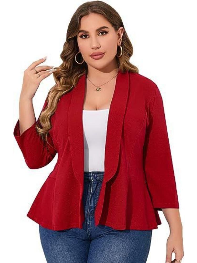 

2024 Классические блейзеры с рюшами Женские весенние новые верхние одежды Офисные деловые дамы Высококачественные однотонные пиджаки больших размеров Бордовые осенние топы XL бордовый