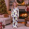 Christmas Print Family Matching Outfits with Stand Collar and Button Front for Holiday Photos