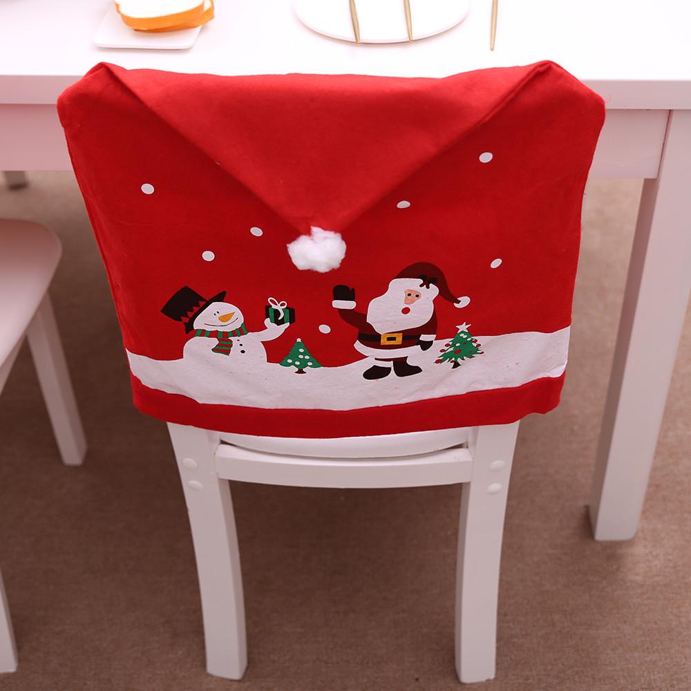 Fabric Unique Nonwoven Christmas Chair Covers With Charming Snowman For Atmosphere Holiday