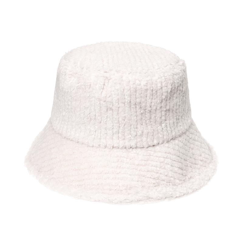 2025 autumn and winter new fashion European and American versatile thickened plush basin hat solid color striped bucket hat thermal hat men and women