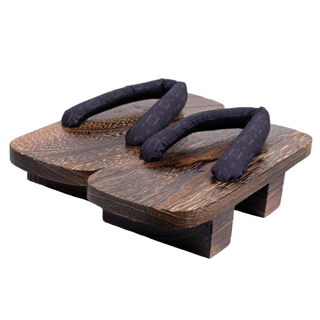 Geta with Two Patterned Paulownia for Men Brown [KYOETSU] (Japanese Clogs) Teeth, Straps, Base, (27.0cm, 3)