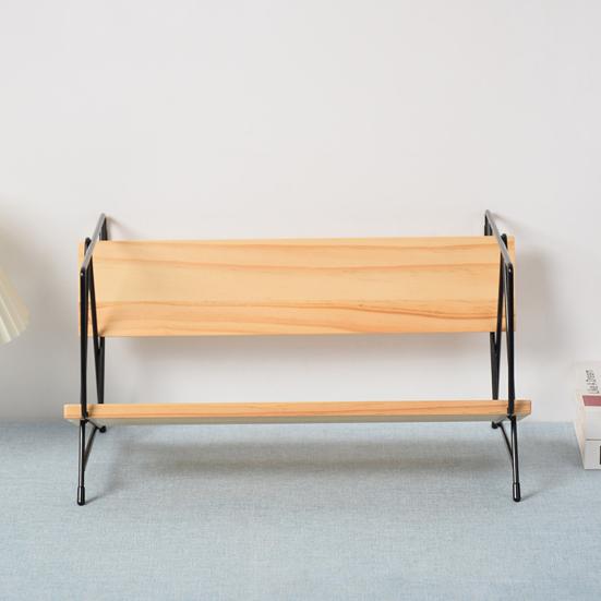 Nordic Retro Bookshelf Bench Style Walnut Storage Rack Desktop Organizer for Magazines Book And Decorations Stylish Home Office Organizer