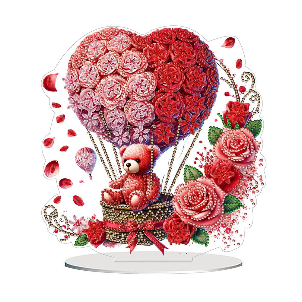 

2D Flat Print Valentines Day DIY Desktop Diamond Art Kits 5D DIY Diamond Art Tabletop Decorations for Home Office Desktop Decor