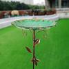 Metal Retro Bird Bath Feeder Bowl with 5-Prong Stake Detachable Decorative Birdbath Garden Water Feeder for Patio Yard Decor