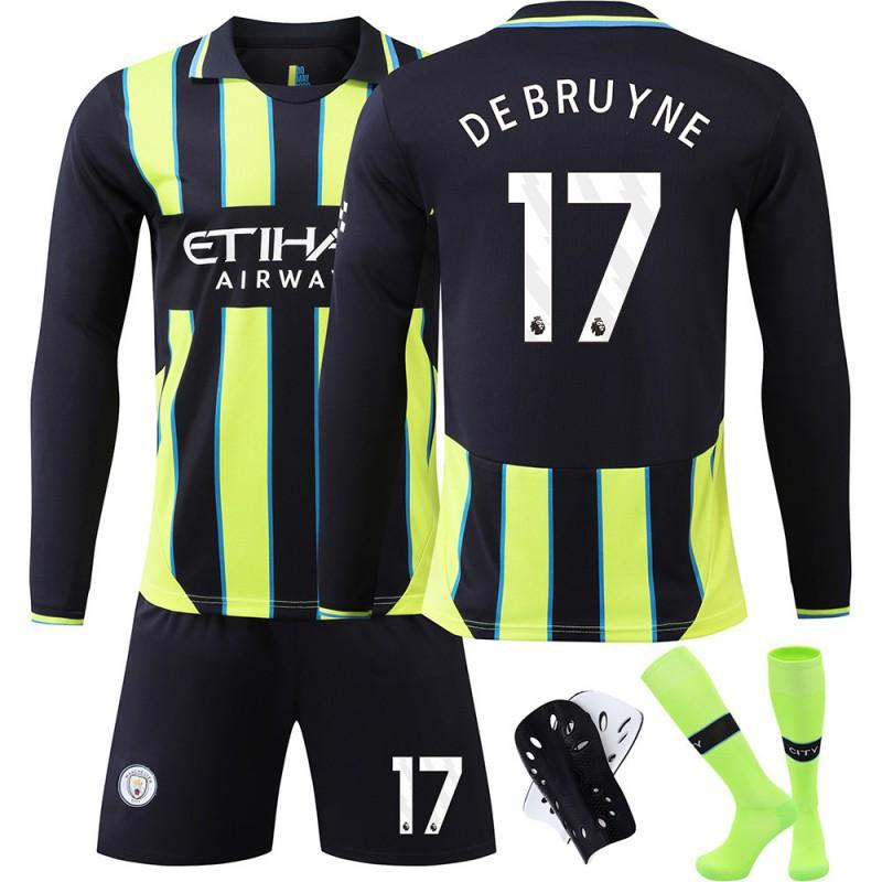 2425 Manchester City Away Shirt No. 9 Harland 17 De Braunet Long-sleeved Football Set Training Clothes