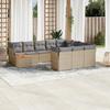 Vidaxl 11-Cz. Garden Furniture Set With Cushions, Beige, Poly Rattan