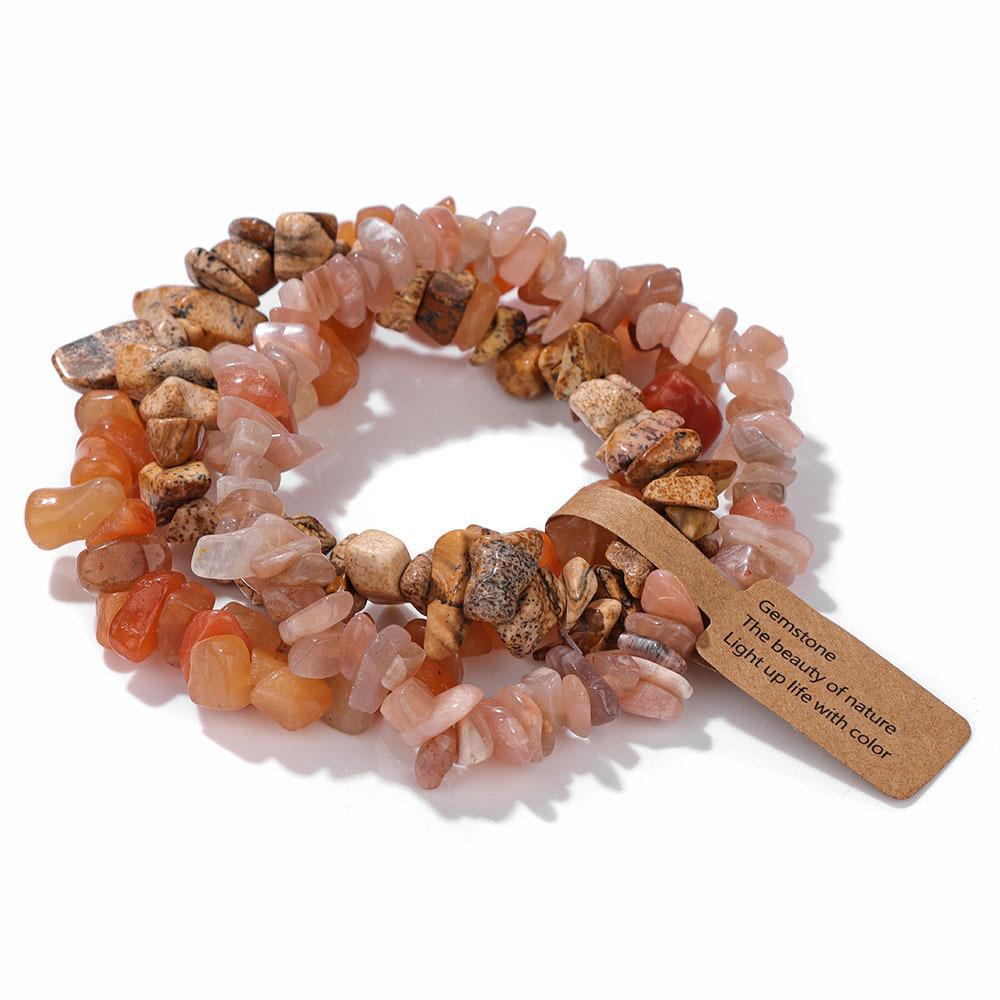Natural stone bracelet beaded natural gravel elastic stacking wearing versatile high-end light luxury hot-selling bracelet