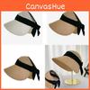 Cotton Linen Wide Brim Sun Hat With Bow Decoration For Women Summer Beach Sun Protection