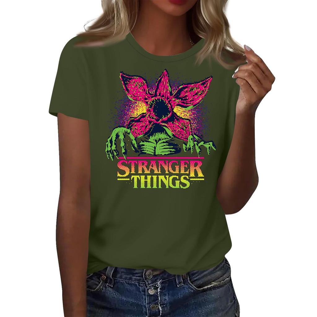 Women's Fashionable And Casual Long Sleeve Printed Short-Sleeved Top