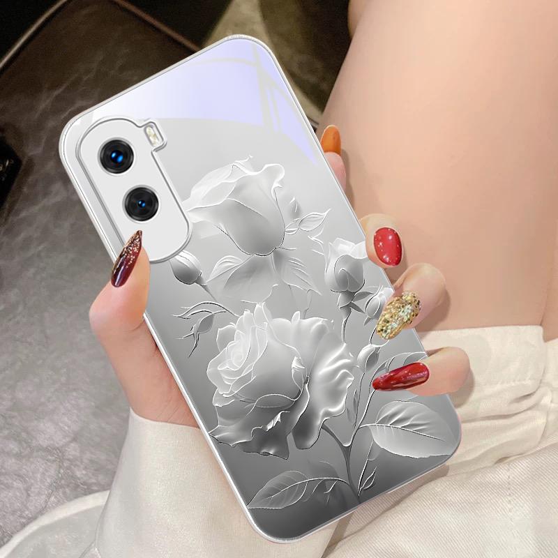 Flower Bud Rose Pink For Honor 200 90 8X 9X Pro Lite P50 P40 Nova 10 11i P60 Magic4 6 Mate 20 50 Tempered Glass Phone Case