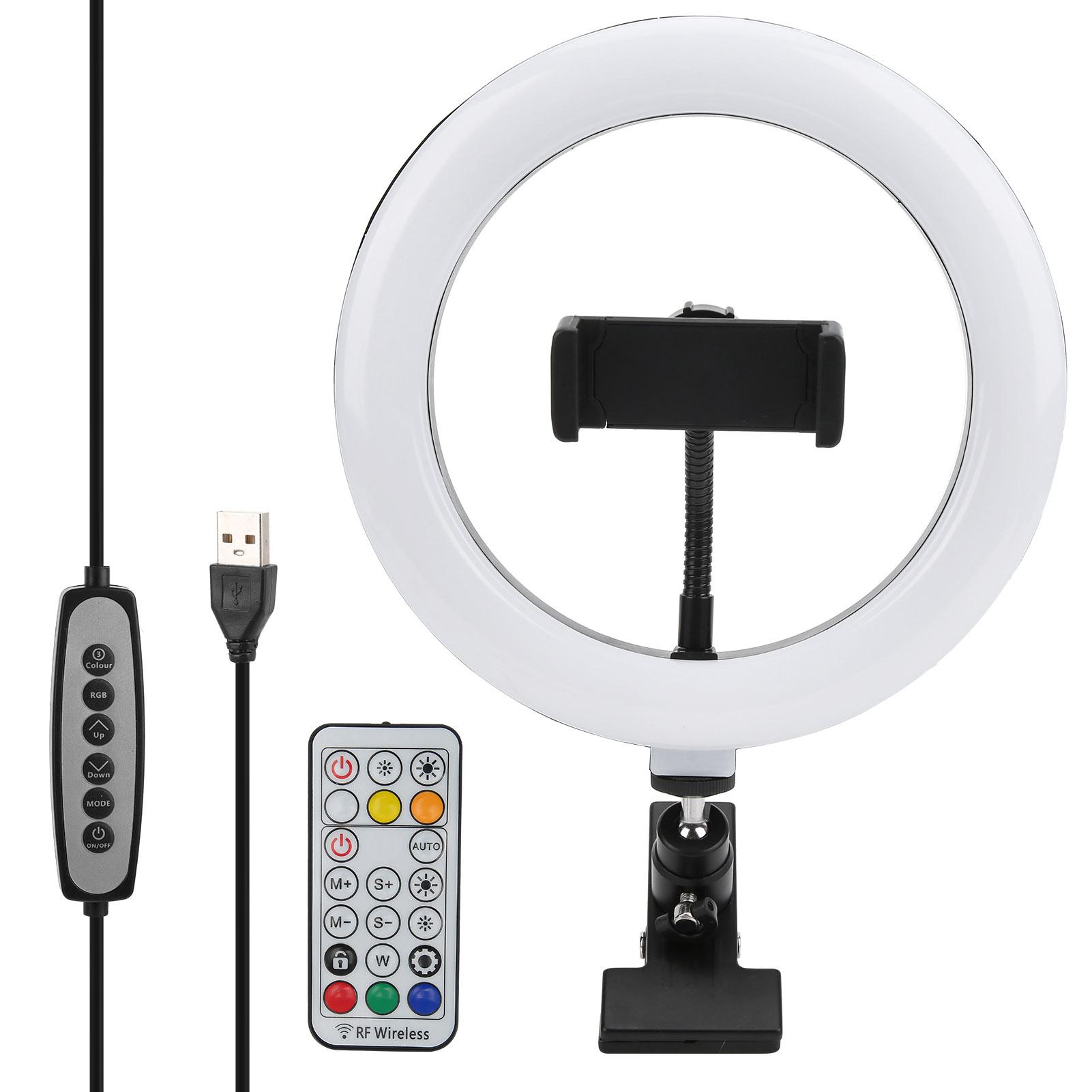 

20см светодиодный USB круглый свет RGB кольцевой заполняющий свет с держателем-зажимом для селфи, прямых эфиров, макияжа