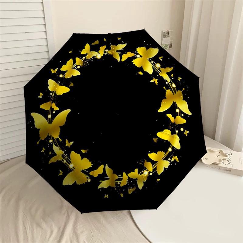 

1PC Butterfly Circle Umbrella-8-Rib Reinforced, Automatic Open, Lightweight & Durable, Cute Fashion Accessory for Outdoor-F2635