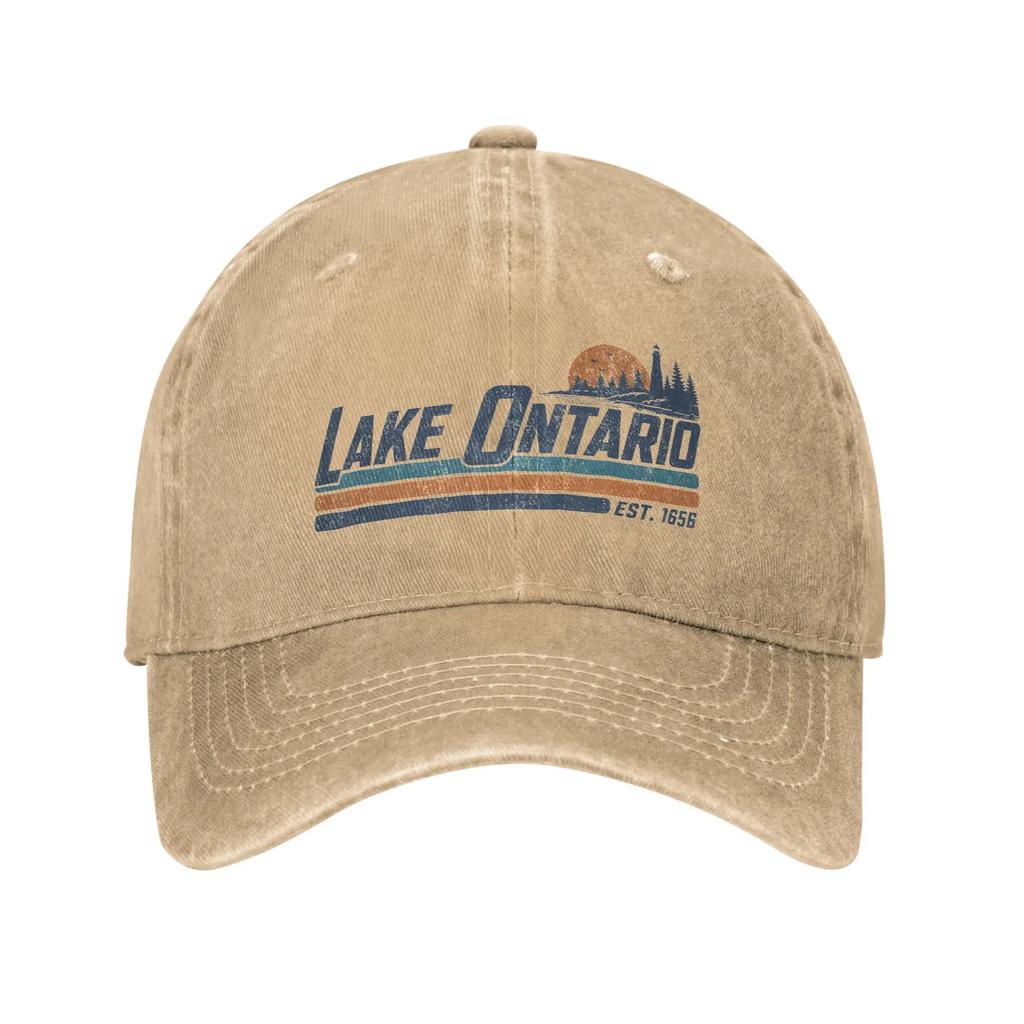 Great Lakes Still Lake Ontario Men Women Unstructured Baseball Cap Souvenir Distressed Denim Hats Workouts Adjustable Snapback