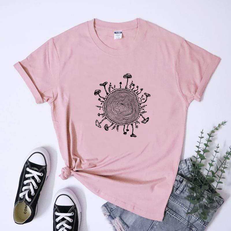 Magic Mushroom Tree Ring Tshirt Aesthetic Unisex Trippy Mushroom Cottagecore Tshirt Vintage Forestcore Cottage Core Top Tee Shir