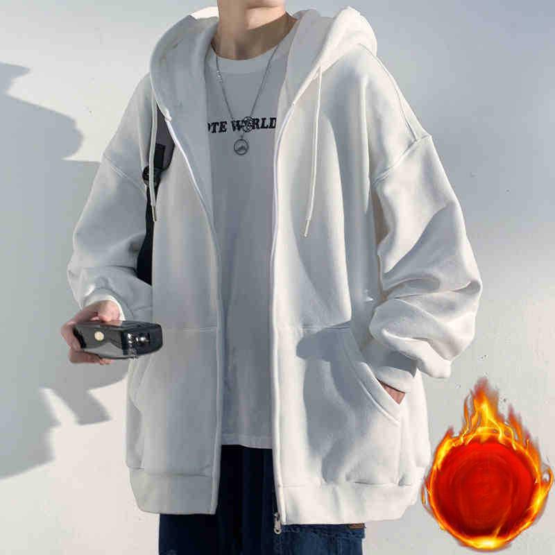 Men's autumn and winter fleece thickened jacket new spring and autumn top cardigan sweater