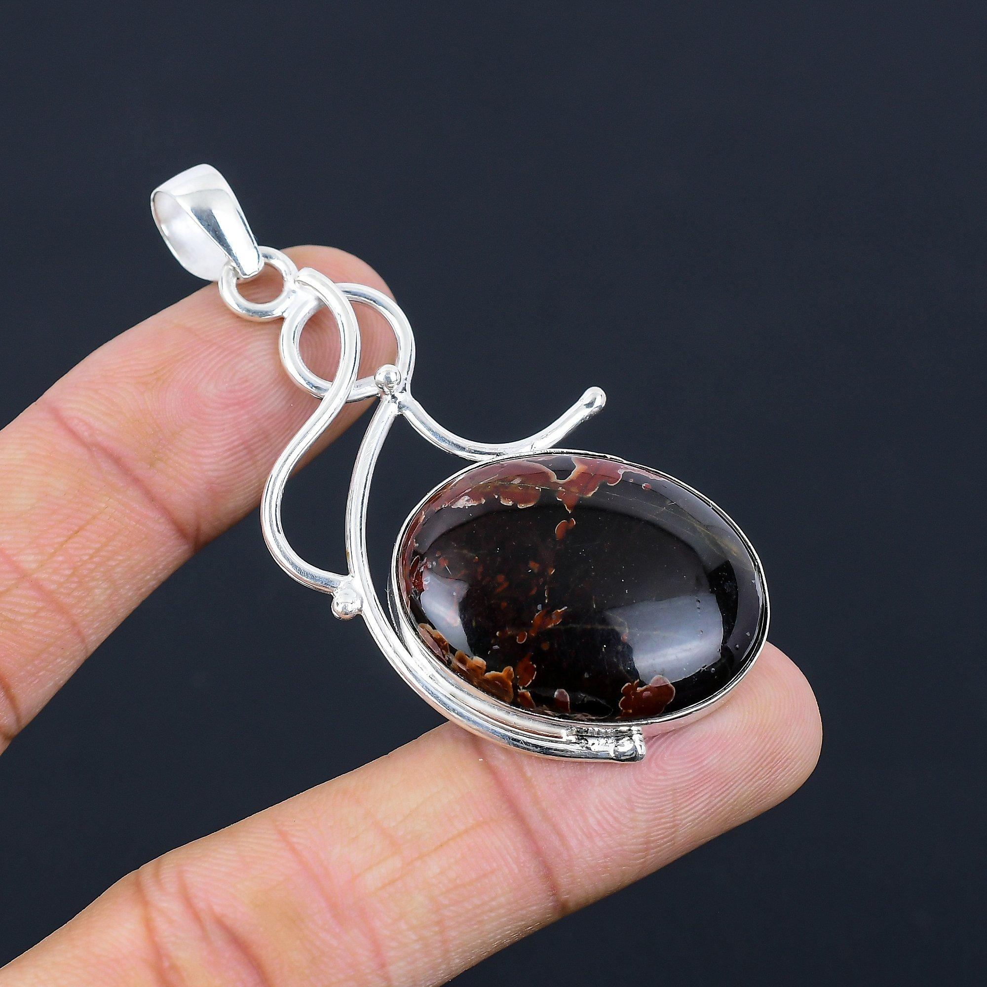 

Oval Natural Coffee Bean Jasper Sterling Silver Birthday Sister Wedding Pendant