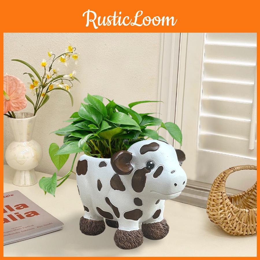 Adorable Modern Simple Cow Resin Succulent Planter Pot For Indoor And Outdoor Decor