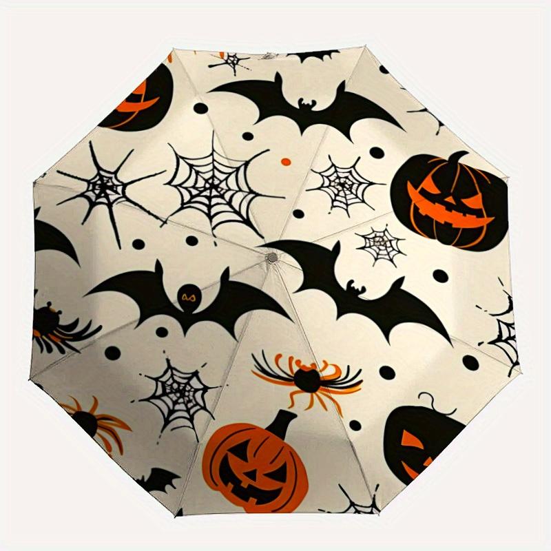 

1pc Halloween Spooky Auto Umbrella Auto Open/Close Folding Umbrella with 8 Rib Frame, 3 Fold Compact Umbrella for Men & Women, 115