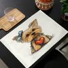 6PC Adorable Yorkie Dog Print Placemats for Dinner Table, Waterproof Washable Reusable Placemat 7.3