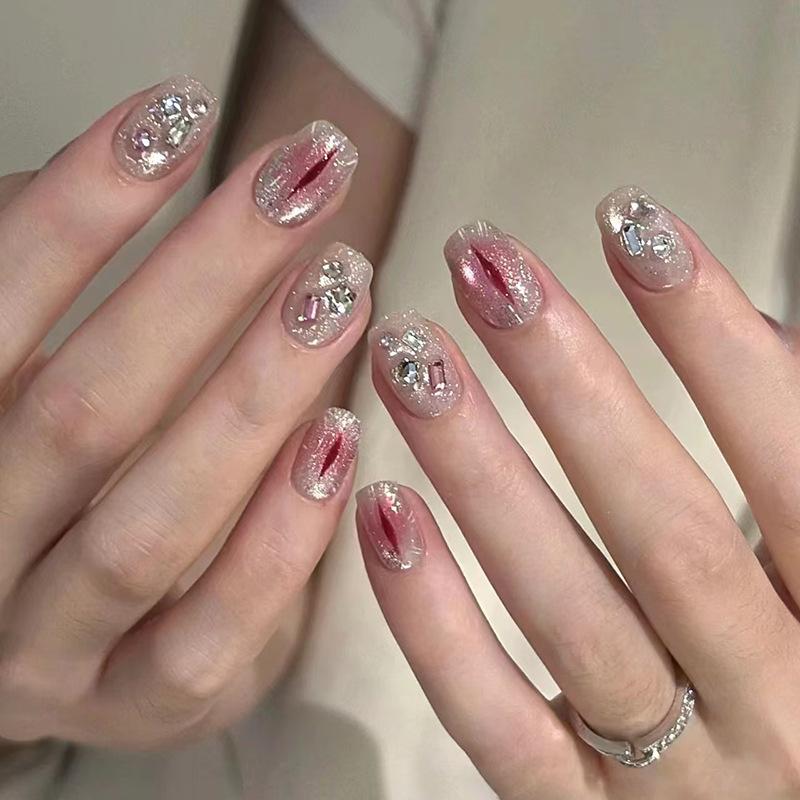 

24 шт./кор. съемные накладные ногти «Балерина», носимые накладные ногти, полное покрытие, лазерные типсы, маникюрный инструмент, накладные ногти