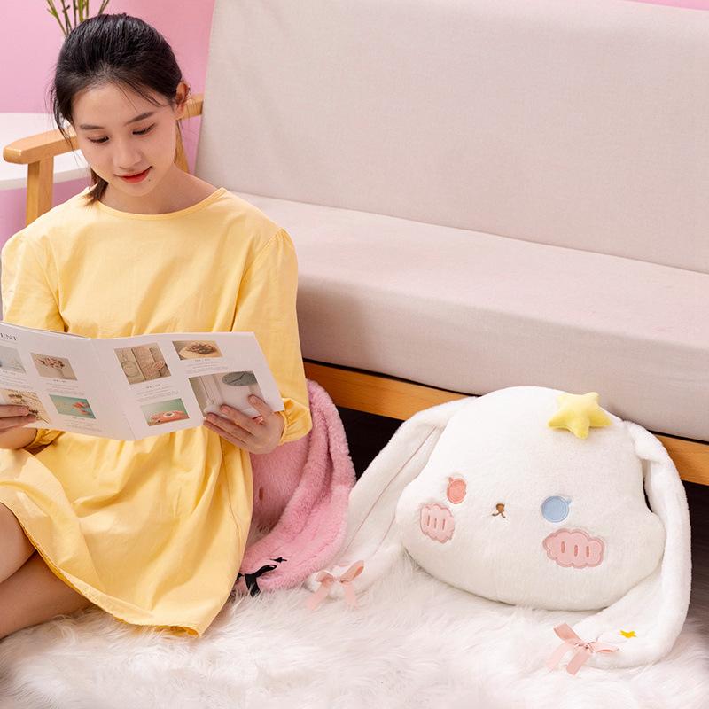Cartoon Cloud Rabbit Throw Pillow Plush Toy Doll Office Nap Throw Pillow Blanket Girl Soothing Doll