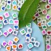 Jewelry Making 50PCS 7mm Pendant Wholesale Accessories Heart Square Acrylic Loose Beads Necklace Bracelet DIY for