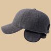 Big Head Men Oversize Baseball Cap with Ear Flaps Wool Blend Bomber Hat Casual Warm Fleece Sports Cap Winter Trooper Trapper Hat