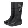 Winter Plush Women Mid-calf Snow Boots Waterproof Down High Wedge Platform Heels Round Toe Casual Lady Crystal Print Half Boots