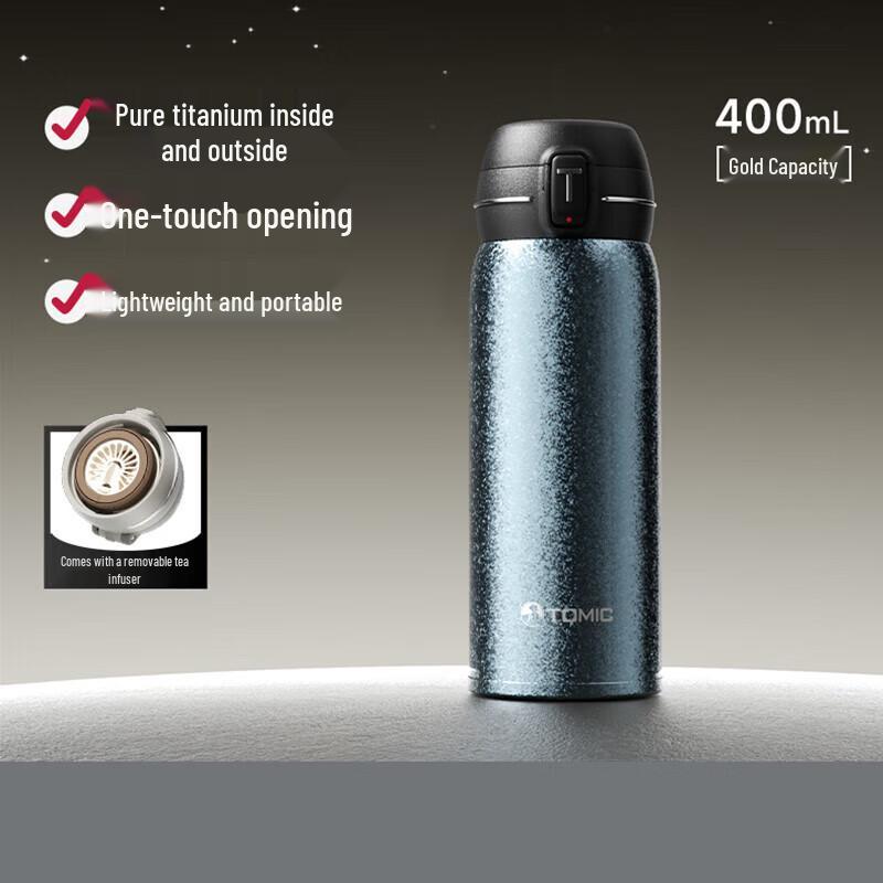 TOMIC TW60211Ti Pure Titanium Vacuum Flask with Pop-Up Lid 400ml
